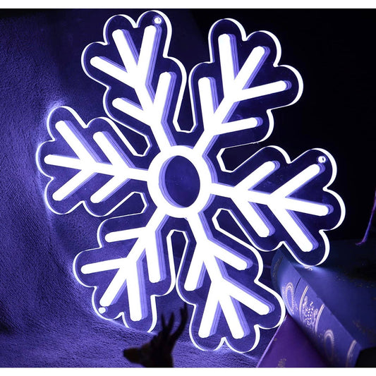Vivid Bright White Snowflake Winter LED Night Light Room Wall Decor
