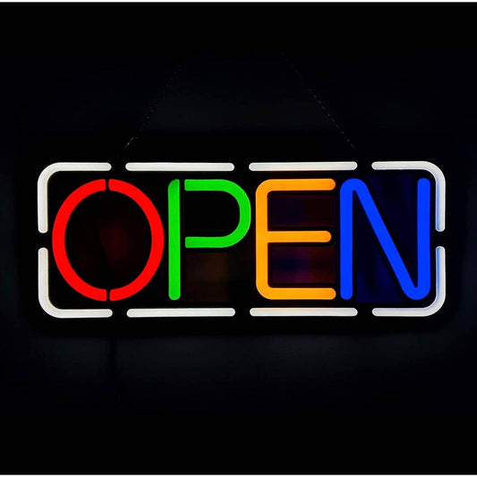 Bright Unique Rainbow Dash Open Sign LED Night Light Business Store Window Light