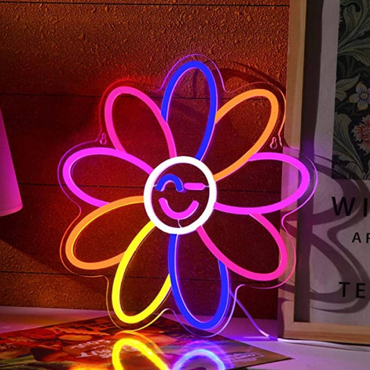 Adorable Bright Rainbow Winking Flower LED Night Light Room Wall Decoration