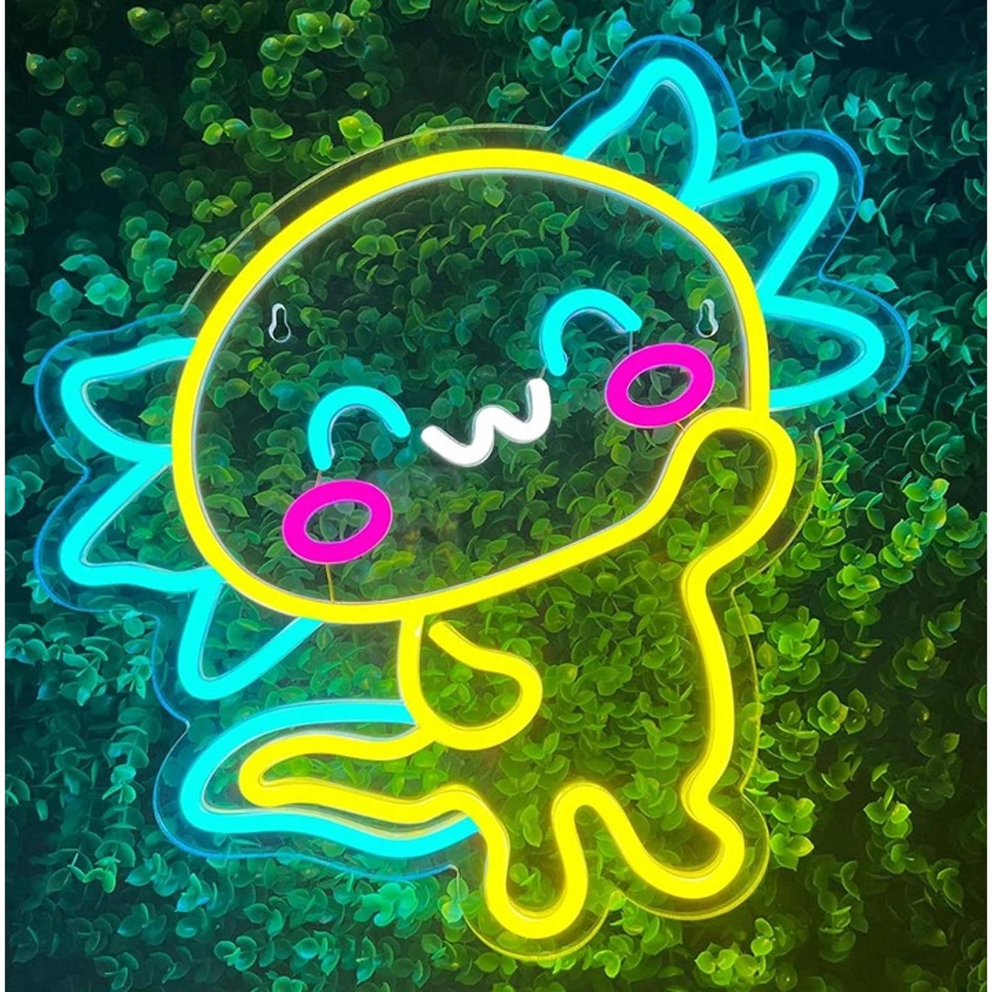 Cute Bright Happy Yellow Axolotl Salamander LED Night Light Room Wall Decor