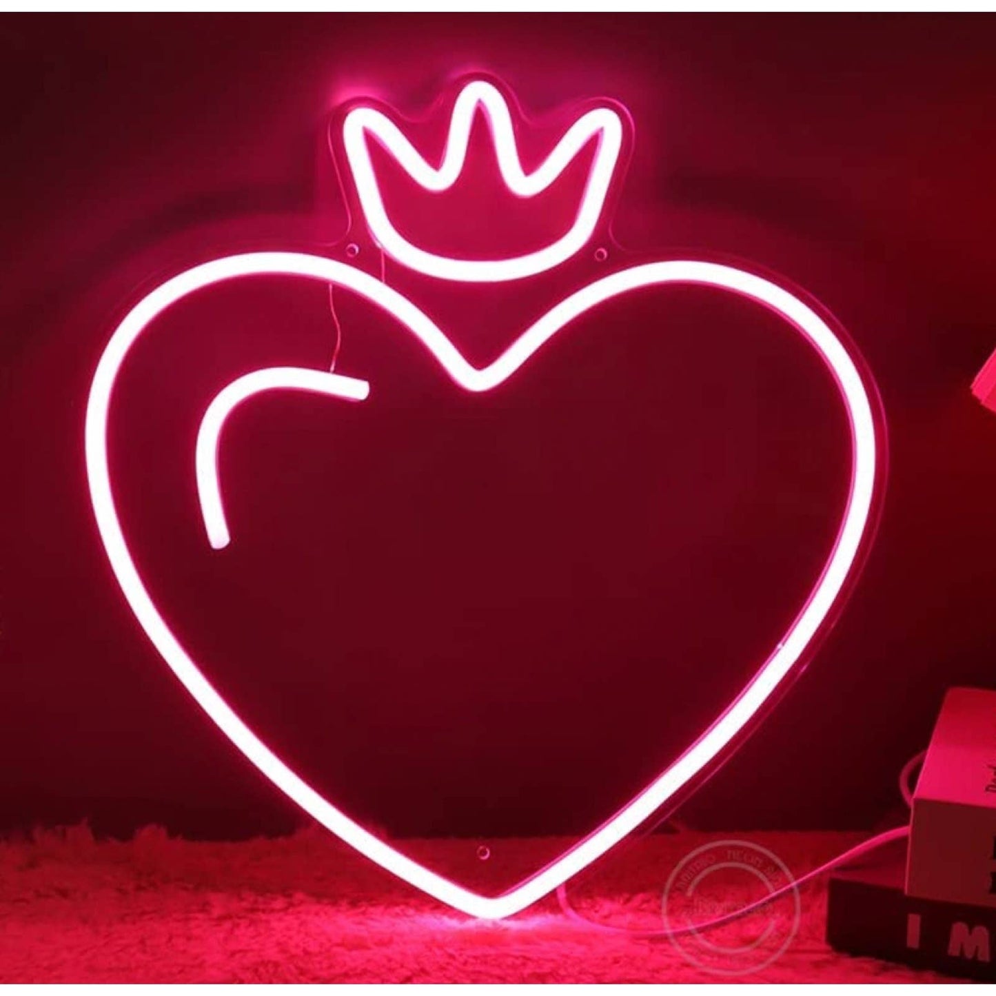 Adorable Lovely Bright Pink Heart Crown Queen Princess LED Night Light Room Deco