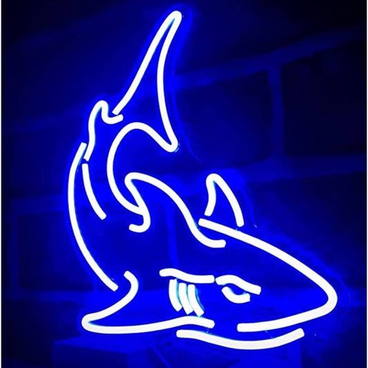 Vivid Bright Blue Shark LED Night Light Room Wall Decoration