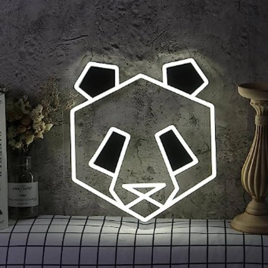 Cool Bright Geometric Panda Bear LED Night Light Room Wall Decoration