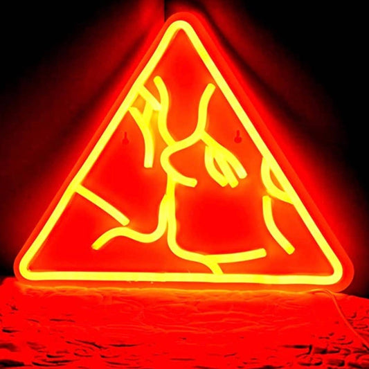 Romantic Bright Orange Kiss in Triangle LED Night Light Room Wall Art Decor
