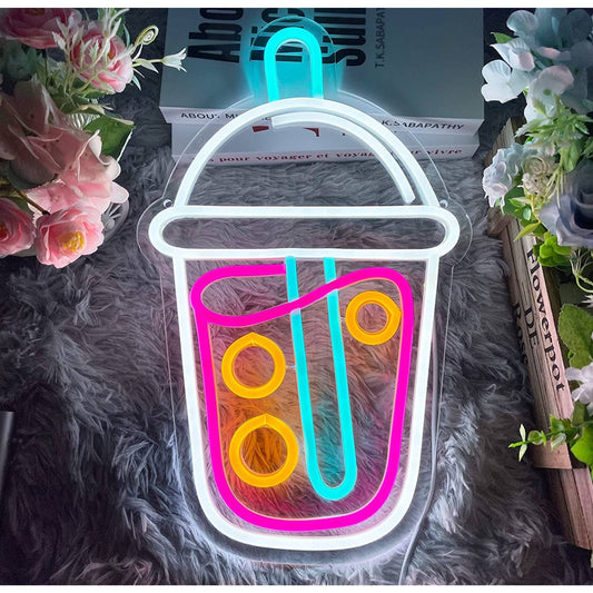 Tasty Bright Colorful Boba Tea LED Night Light Room Wall Decoration