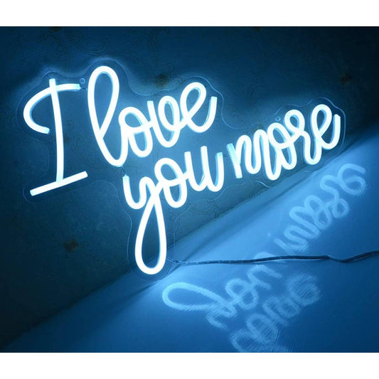 Romantic Bright White “I Love You More” LED Night Light Room Wall Decor