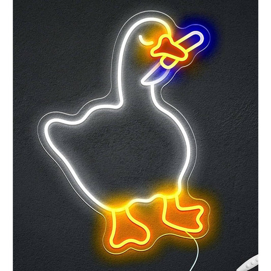 Fun Vivid Bright Duck Goose with a Knife LED Night Light Room Wall Decoration