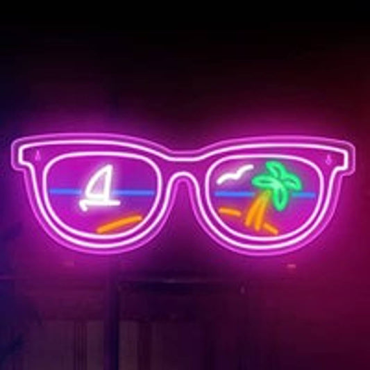 Lovely Bright Pink Vacation Sunglass Palm Tree LED Night Light Room Wall Decor