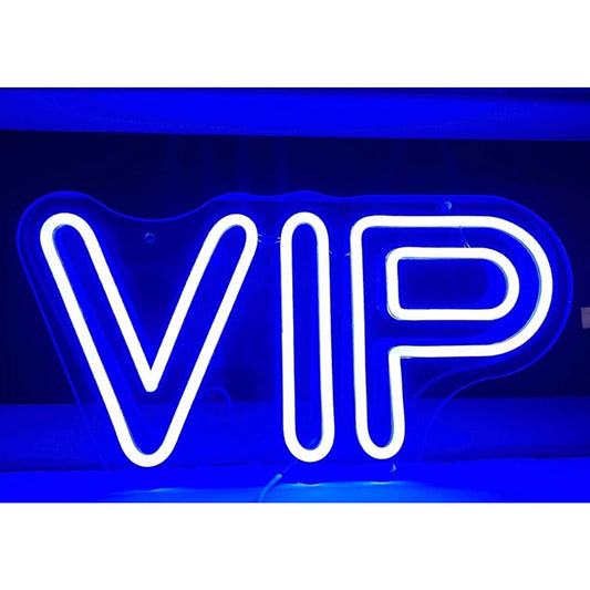 Vivid Bright Blue VIP Bubble Letter LED Night Light Room Wall Decor