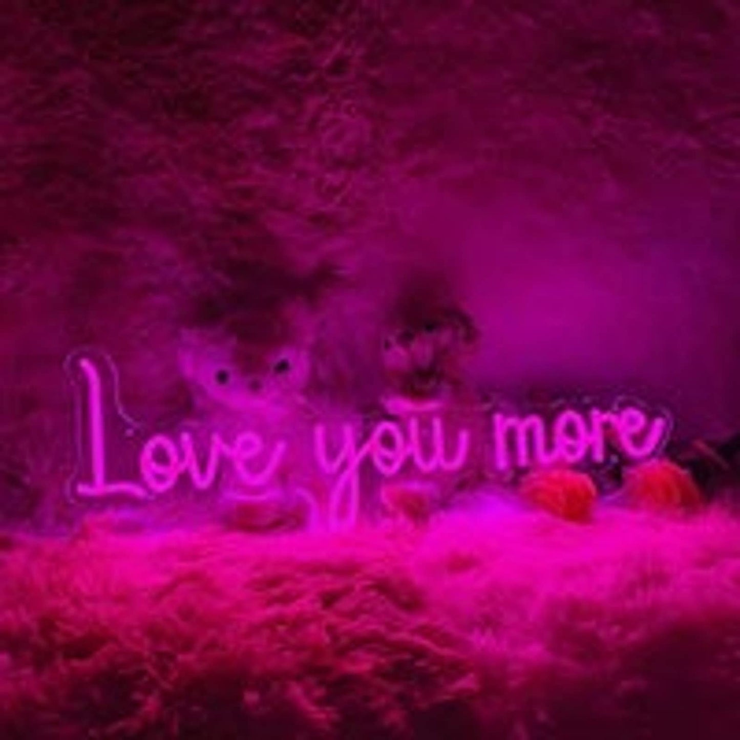 Lovely Bright Pink Love You More LED Night Light Room Wall Decoration
