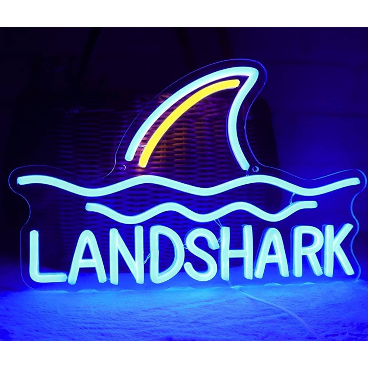 Vivid Bright Blue LandShark Fin Ocean Sea LED Night Light Room Wall Decor