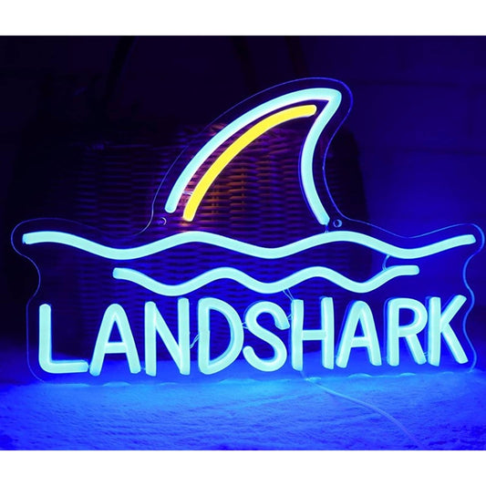 Vivid Bright Blue LandShark Fin Ocean Sea LED Night Light Room Wall Decor