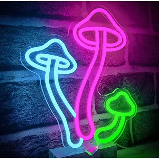 Lovely Colorful 3 Tall Mushroom LED Night Light Room Wall Decoration
