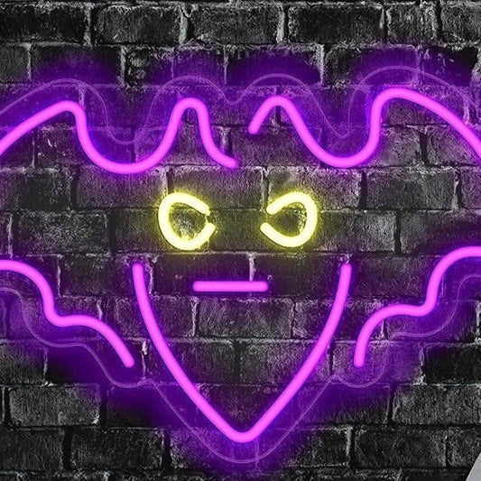 Spooky Bright Purple Bat LED Night Light Room Wall Decor