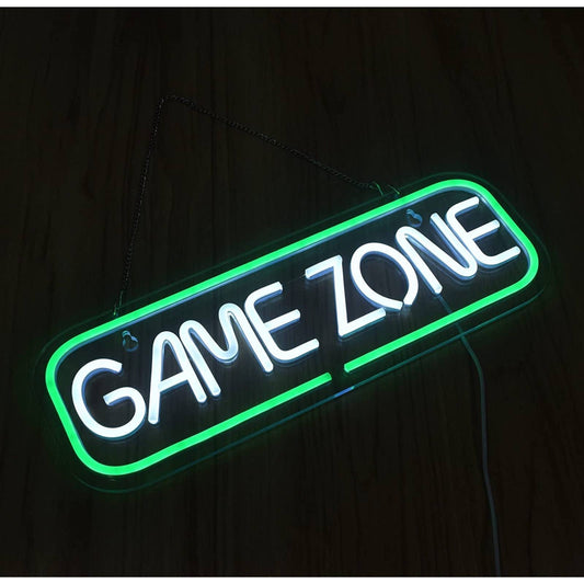 Fun Green / White Game Zone LED Night Light Sign Room Wall Decoration