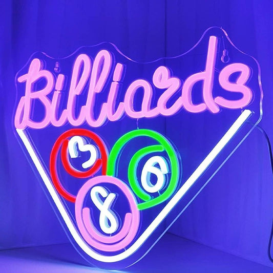 Vivid Bright Pink Letter Billiards Pool LED Night Light Game Room Decoration