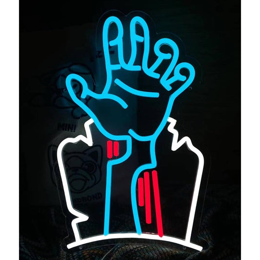 Spooky Vivid Bright Blue Zombie Hand Grave Yard LED Night Light Halloween