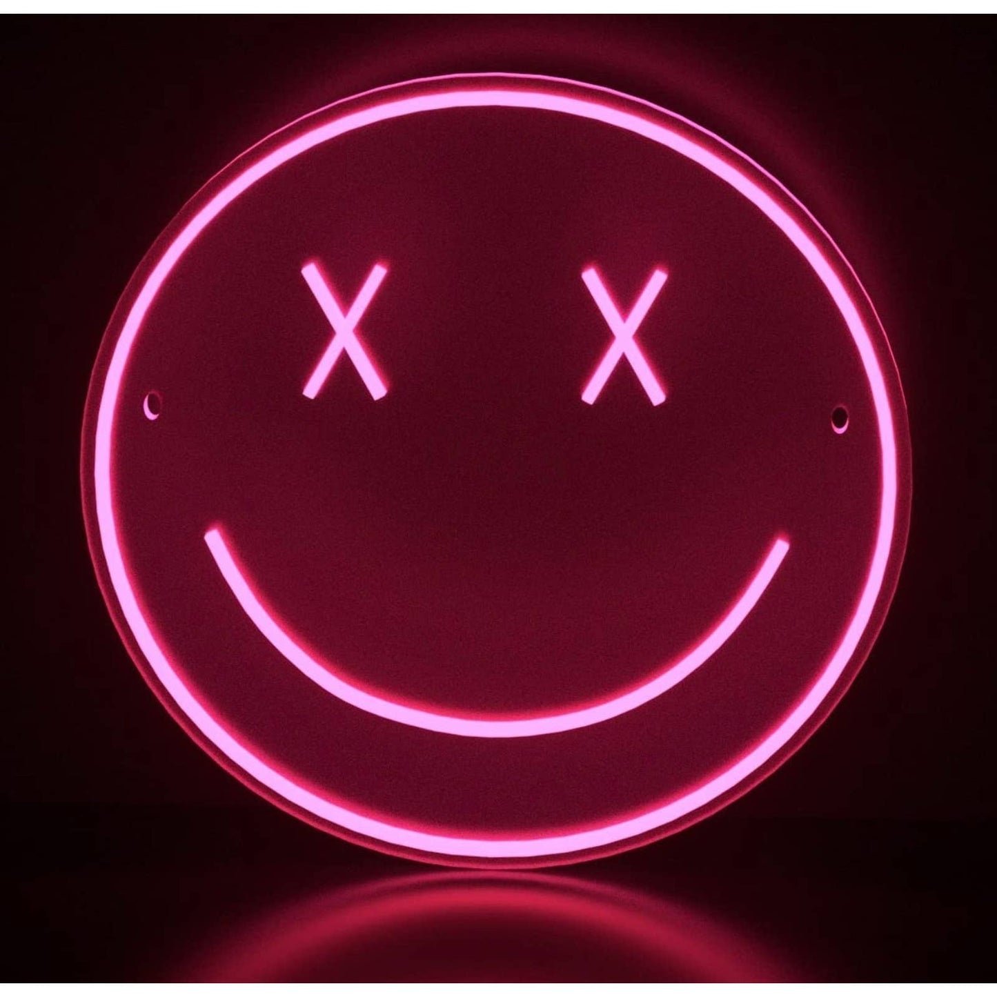 Fun Bright Pink X Eye Smiley Face LED Night Light Room Wall Decoration