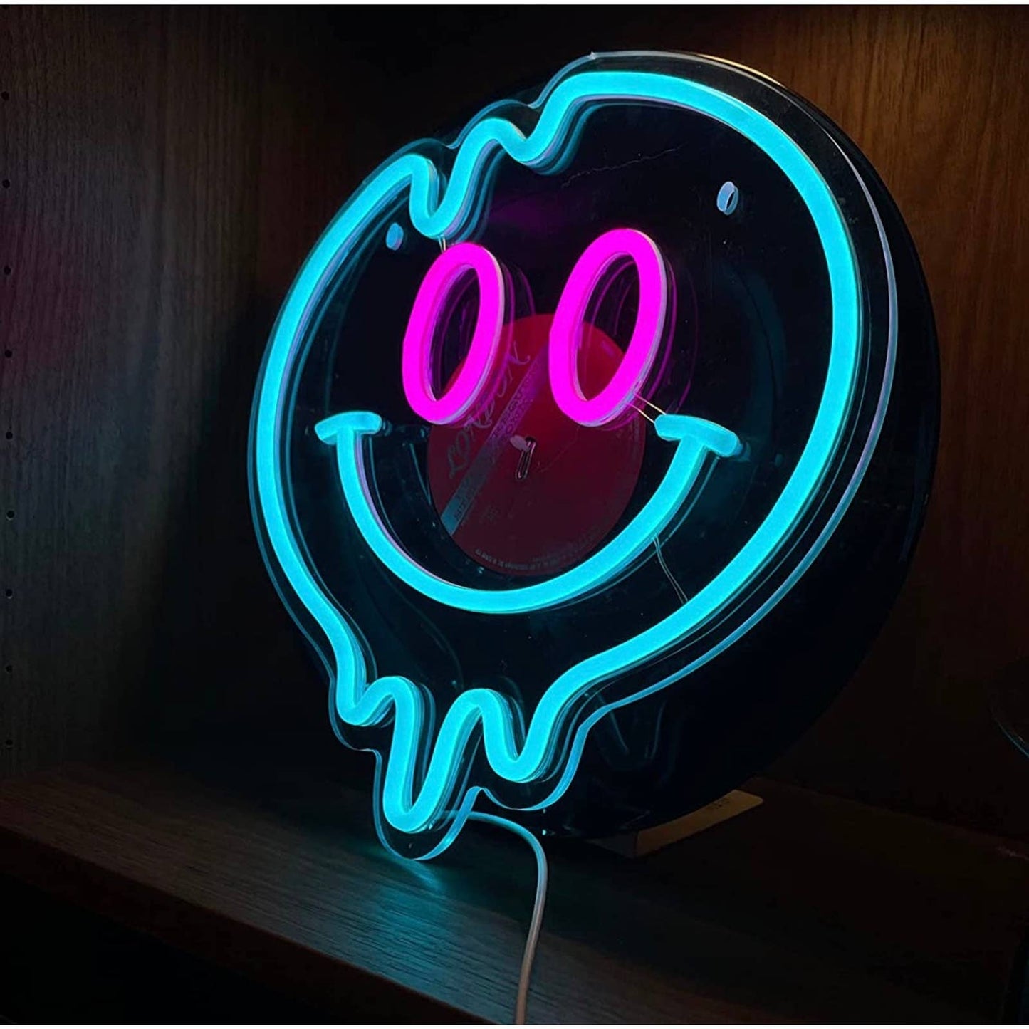 Fun Bright Melting Blue Pink Eye Smiley Face LED Night Light Room Wall Decoratio