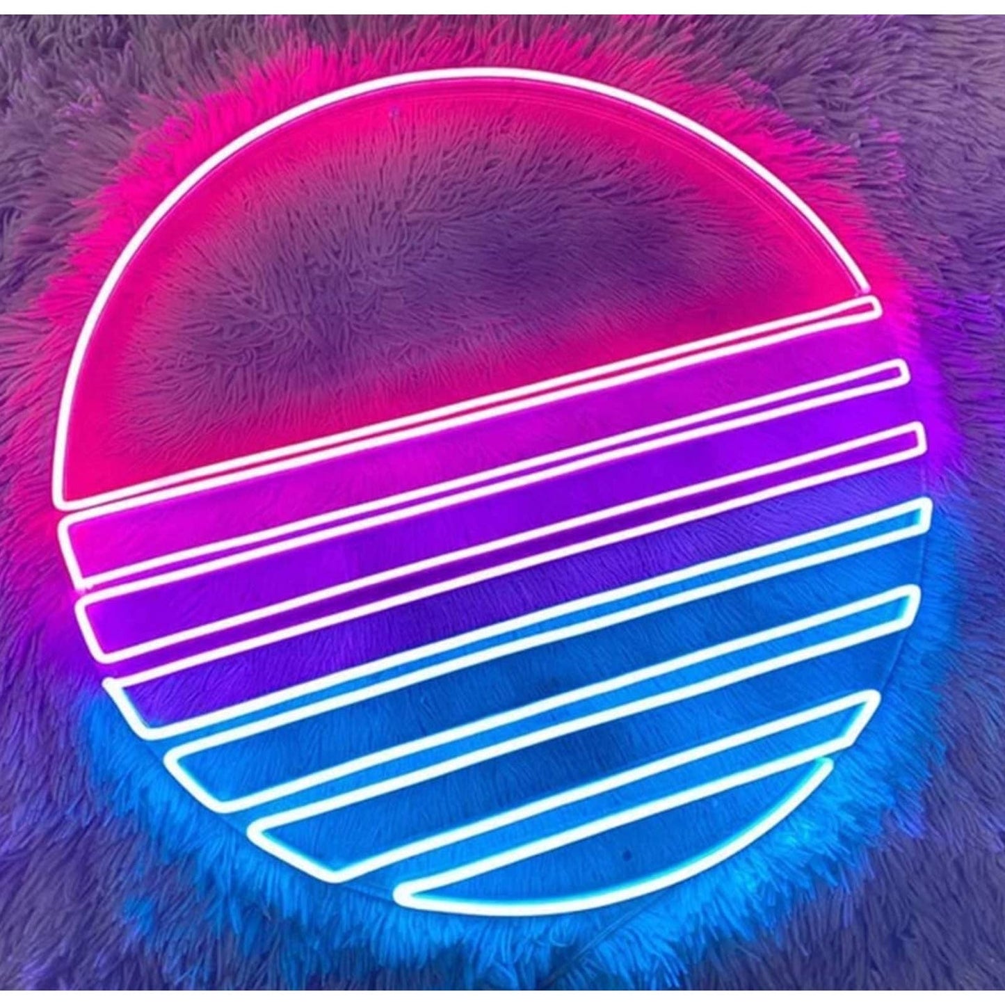 Cool Bright Pink/Purple/Blue  Retro Sun LED Night Light Room Wall Decoration