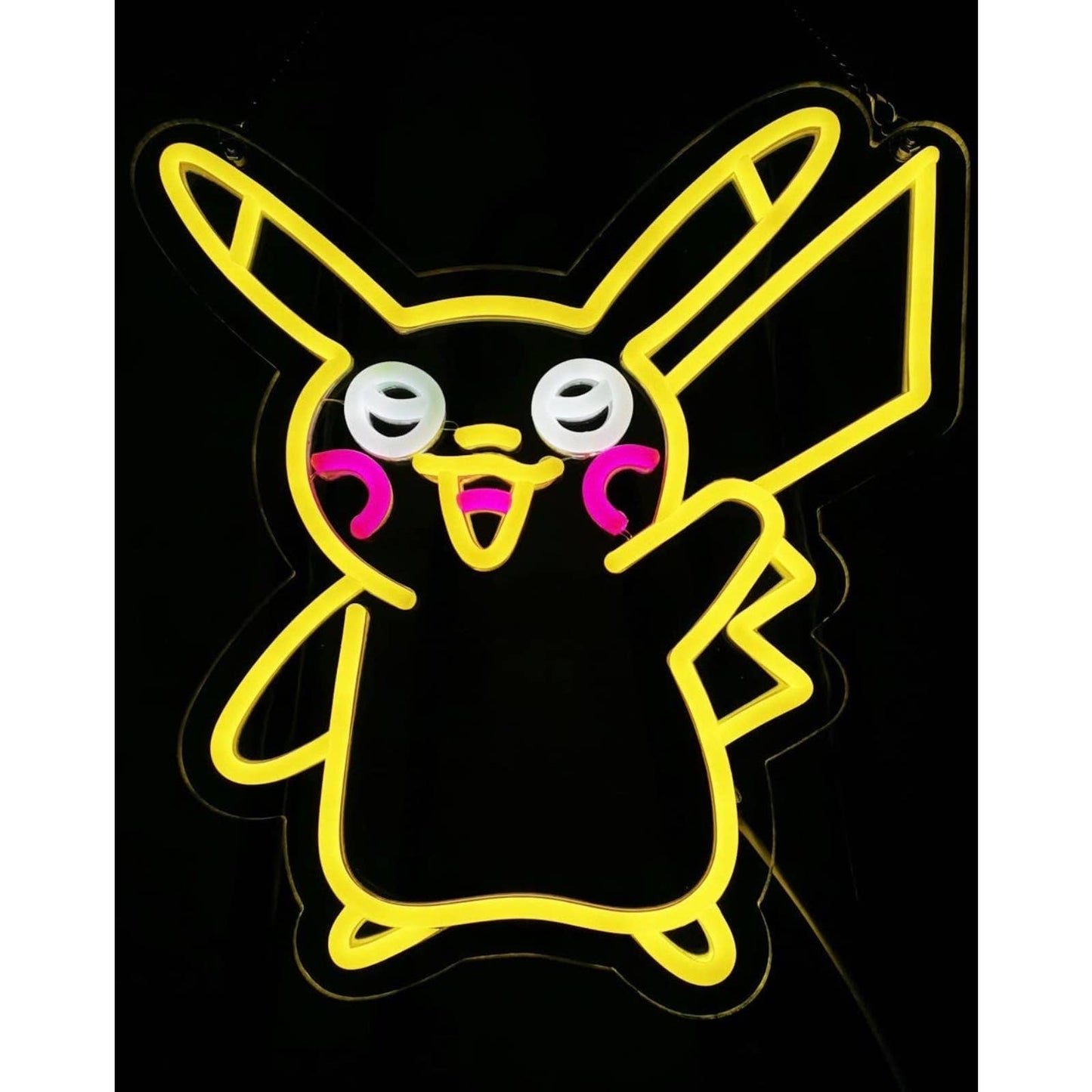 Cute Bright Yellow Waving Happy Pikachu LED Night Light Pokemon Room Wall Decor