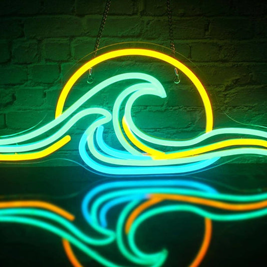 Lovely Bright Multi-color Ocean Wave Sunset LED Night Light Room Wall Decor