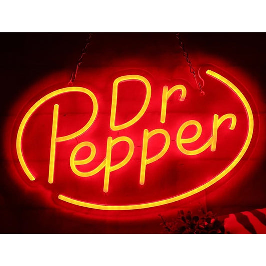 Vivid Bright Warm Red Dr. Pepper Soda Drink LED Night Light Room Wall Decor