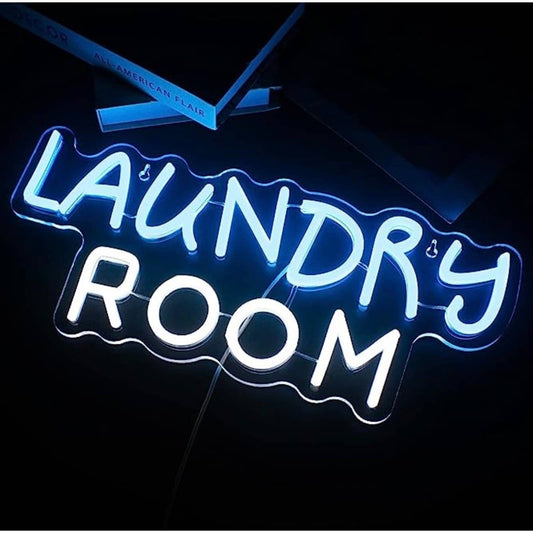 Bright Blue / White Laundry Room LED Night Light Room Wall Decoration