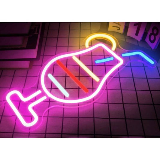 Lovely Bright Vivid Pink Cocktail Bar LED Night Light Room Wall Decoration