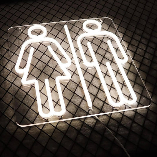 Vivid Bright White Man / Woman Bathroom Bano LED Light Wall Sign