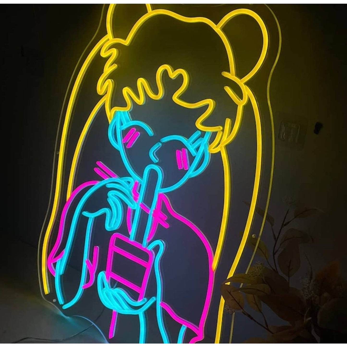 Cute Vivid Colorful Sailor Moon Eating Noodles LED Night Light Anime Japan Room