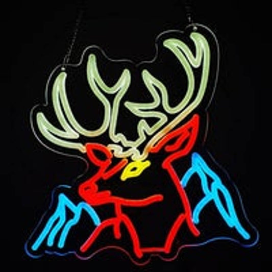 Lovely Bright Colorful Alaskan Reindeer and Mountains LED Night Light Room Wall
