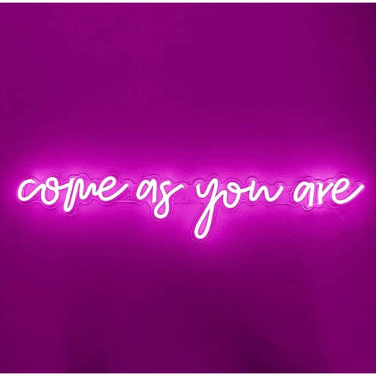 Lovely Bright Pink “Come As You Are” LED Night Light Room Wall Decoration