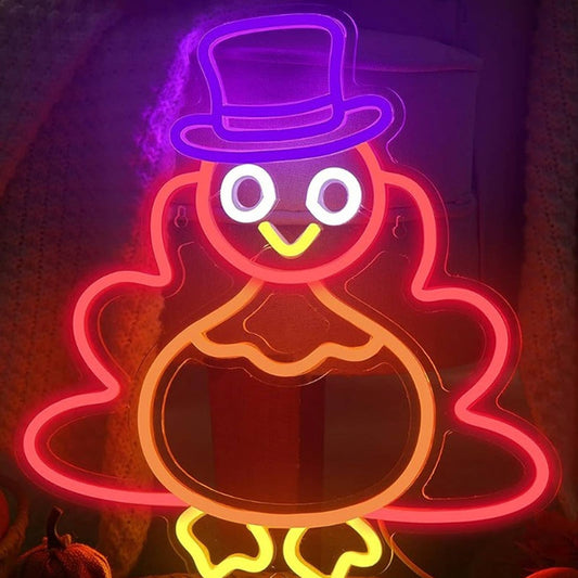 Fun Bright Bright Colorful Turkey Wearing a Hat LED Night Light Room Decor