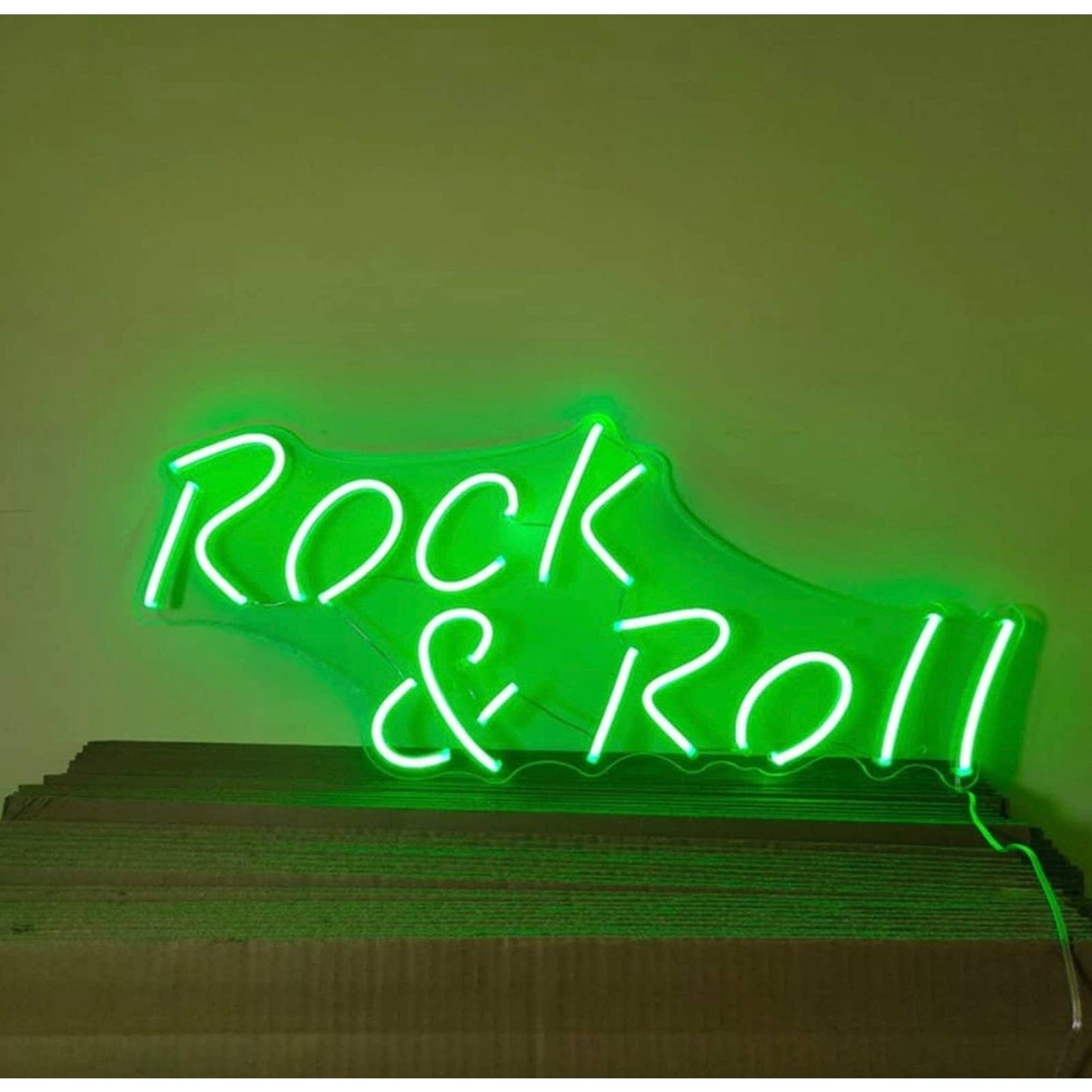 Cool Vivid Bright Green “Rock & Roll” LED Night Light Room Wall Decoration