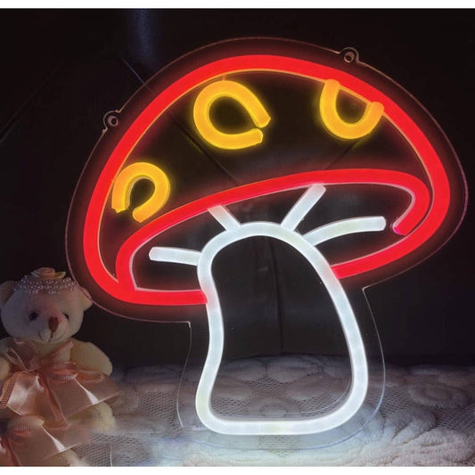 Lovely Bright Red Yellow Spotted Mushroom LED Night Light Room Wall Decoration