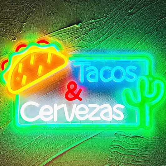 Fun Bright Tacos and Cervezas LED Night Light  Room Wall Decoration