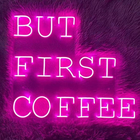 Fun Bright Pink But First Coffee LED Night Light Sign Room Wall Decoration