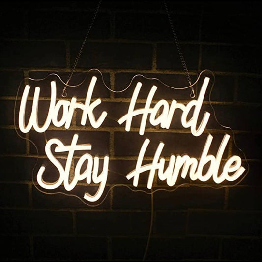 Vivid Warm Bright “Work Hard, Stay Humble” LED Night Light Room Wall Decoration