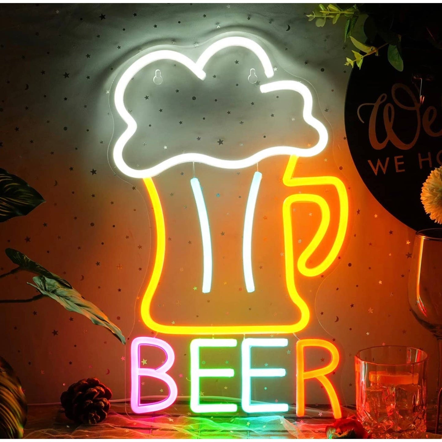 Bright Rainbow Beer Bar LED Night Light Sign Wall Decor