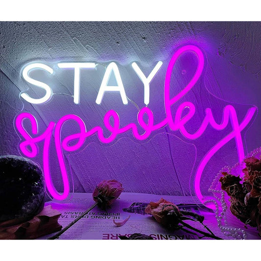 Fun Vivid bright Purple “Stay Spooky” LED Night Light Room Wall Decor