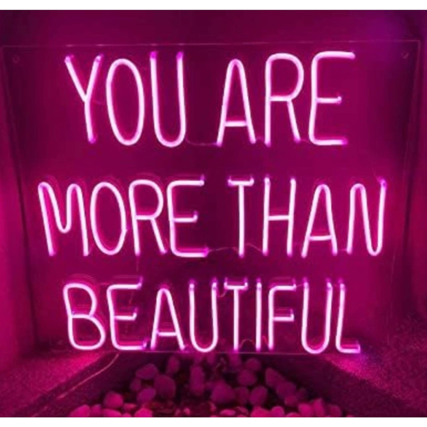 Lovely Large Bright Pink “You Are More Than Beautiful” LED Night Light Gift Wall