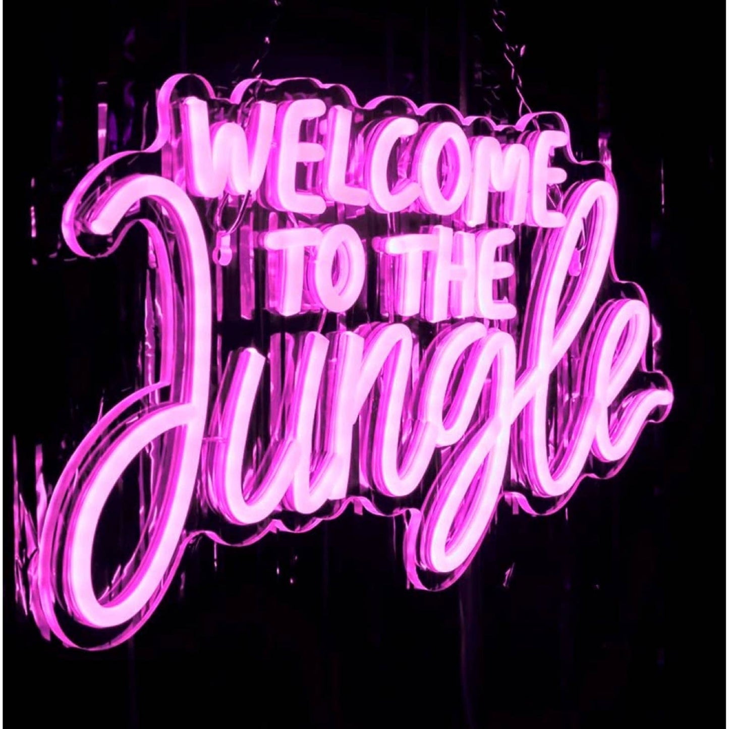 Lovely Bright Hot Pink “Welcome to the Jungle” LED Night Light Room Wall Decor