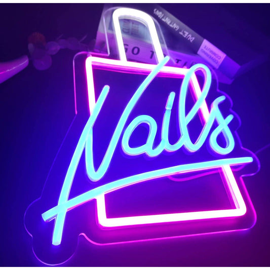 Lovely Bright Pink Nails Salon Spa LED Night Light Sign Room Wall Decoration