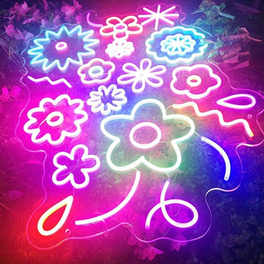 Lovely Vivid Bright Rainbow Flower Cluster LED Night Light Room Wall Decoration