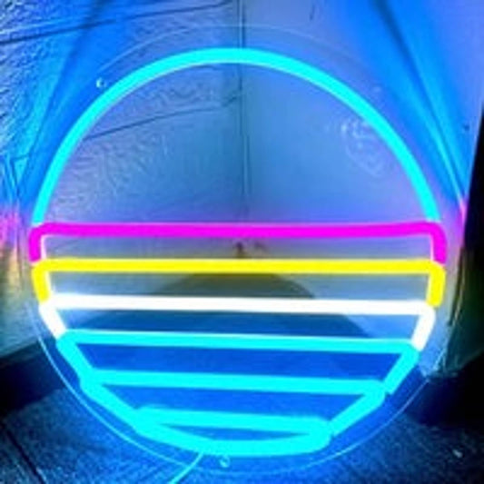 Lovely Bright Rainbow Blue Retro Sun LED Night Light Room Wall Decoration