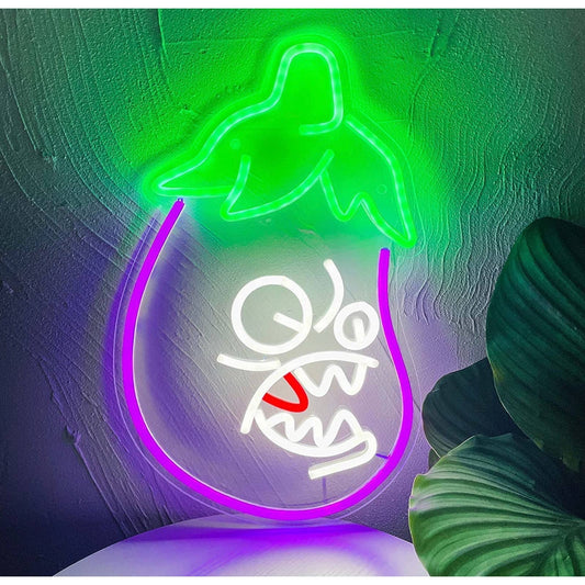 Fun Eggplant Plants vs. Zombies Video Game LED Night Light Room Wall Decor