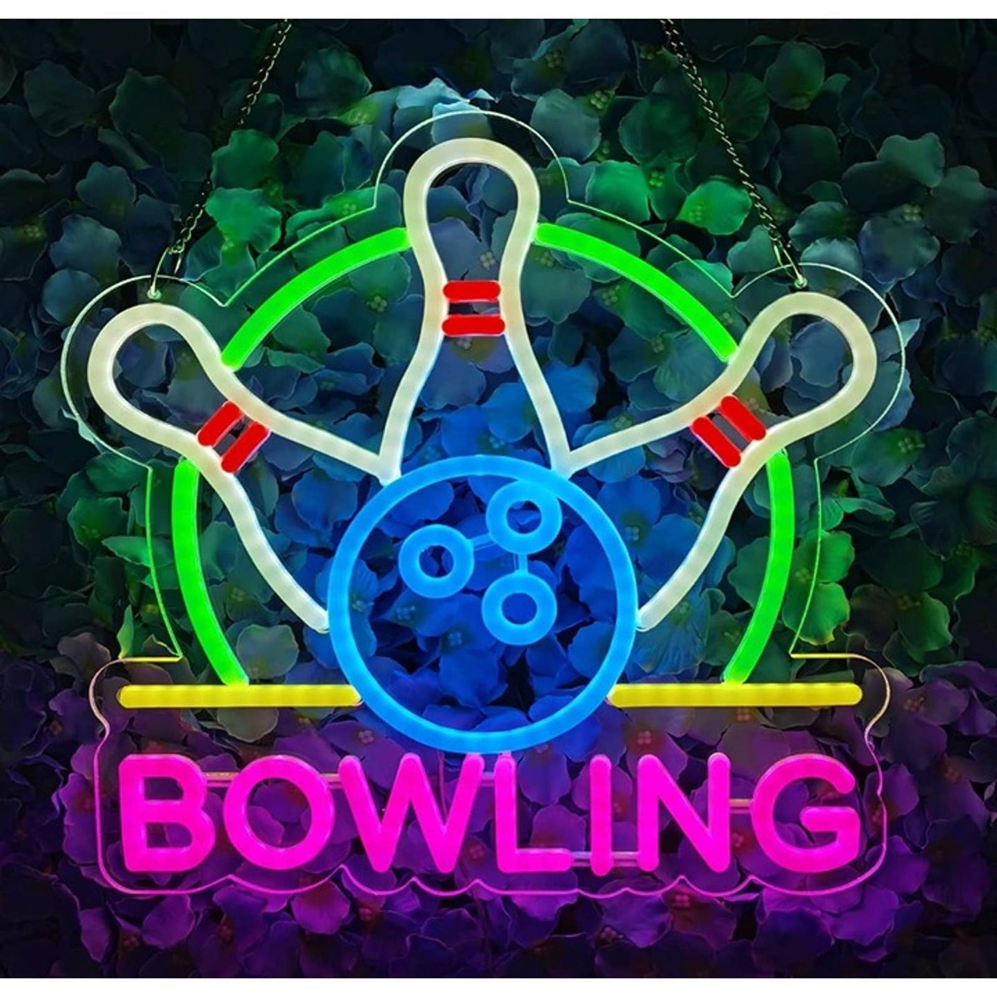 Fun Vivid Bright Colorful Bowling Ball & Pin LED Night Light Game Room Decor