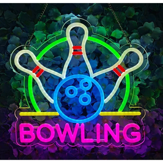 Fun Vivid Bright Colorful Bowling Ball & Pin LED Night Light Game Room Decor
