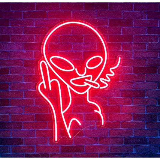 Funny Bright Red Bad Alien LED Night Light Sign Room Wall Decoration